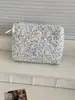 Bolsa de Cosméticos Floral Azul de Pana Fresca de Primavera Transfronteriza de Alto Valor Portátil Tela Versátil Bolsa de Almacenamiento