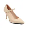 Sapatos Femininos Bico Fino Microfibra Moda Europeia e Americana Feminina Sapatos de Salto Alto com Fivela Sapatos de Seguimento 40-45 Tamanhos Grandes