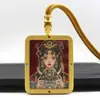 Escritura Embutida com Cinábrio Pintado a Ouro, Thangka Semi-Pintado à Mão de Zaki Lhamo, Thangka do Deus Amarelo da Riqueza, Colar com Pingente de Amuleto de Buda Portátil