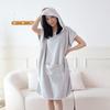 Albornoz para mujer con toalla de baño absorbente tipo A, larga, de forro polar coral, gruesa, con capucha para el hogar, para primavera y verano.