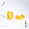 Pendientes Circulares Acolchados Color Oro Arena Mismo Estilo de la Tienda Gold de Puzuo, Lujo Accesible y Pendientes Versátiles de Gama Alta para Otoño e Invierno para Mujer