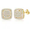 Brincos de tarraxa quadrados com diamantes para mulheres, modernos e frescos, brincos geométricos com diamantes, simples e elegantes, brincos quadrados de zircônia super brilhantes