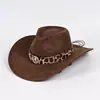 Cinturón de estampado de leopardo, Sombrero de vaquero occidental, Novedades de Amazon, Sombrero estilo étnico de gamuza sintética, Sombreros de pareja para hombres y mujeres