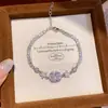 Pulseira Pingente Redondo Estrela de Zircônia Super Brilhante, Design Único e Requintado, Joia com Sensação de Luxo Leve e de Alta Qualidade