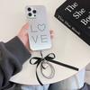 Coreano Galvanizado Plata AMOR para Funda de Teléfono Apple 16promax 14 Cadena Colgante de Lazo 15 Resistente a Caídas 13 Personalidad