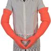 Guantes de látex de tendón de res guantes de goma engrosados alargados para tareas domésticas, lavado de platos, lavandería, limpieza, impermeables, guantes de goma de cuero para mujer