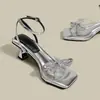 Sandalias de tacón alto con lazo para mujer, versátiles para uso exterior, nueva colección de verano 2026, estilo francés, moda nicho, sandalias de una sola tira