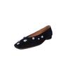 Estilo europeo y americano temperamento strass cabeza cuadrada terciopelo zapatos de leche nuevo boca baja tacón bajo versátil popular moda zapatos zapatos de mujer