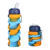 Botella de agua plegable de silicona transfronteriza, conveniente para ciclismo al aire libre, hecha de material de silicona de grado alimenticio