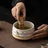 Juego de Cerámica Roscada Yuanshan para Matcha de Cuatro Piezas Herramientas Japonesas para Preparar Matcha de Ceremonia del Té Pincel de Té de la Dinastía Song Batidor de Matcha