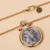 Plata de ley S925 Romana antigua Griega antigua hacer viejo diosa de la cosecha Deméter moneda antigua collar alto vintage al por mayor
