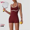 Macacão Esportivo de Yoga Color Block Justo com Bojo, Macacão Fitness de Tênis Sem Mangas Tudo-em-Um do Aliexpress