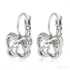 Suministro directo transfronterizo aretes de acero inoxidable con incrustaciones de diamantes para mujer, aretes de flor y moño de moda, accesorios para orejas sin perforación, joyería de lujo ligero