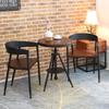 Mesa e cadeira de ferro forjado, conjunto de 3 peças, Milk Tea Shop Cafe Balcony Home Mesa e cadeira, mesa de centro pequena de madeira maciça casual, mesa e cadeira