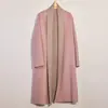 Liquidación, sin devoluciones ni cambios: abrigo de lana elegante para mujer, de alta calidad, corte holgado, con cinturón de corbata y cuello largo con muesca