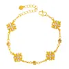 Pulsera de trébol de cuatro hojas y flor de iris enchapada en oro y con incrustaciones de diamantes, de alta retención de color, pulsera de diseño de nicho de alta gama para mujer estilo chino