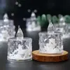 Luz de Vela Transparente con Forma de Diamante de Cristal, Vela Electrónica LED, Velita de Té Pequeña, Luz Decorativa para Bar, Regalo de Cumpleaños, Luz Ambiental