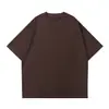 Camiseta Casual Unissex Gola Redonda Solta de Algodão Penteado 300G Resistente Estilo Americano Manga Curta Lisa com Ombros Caídos Não Transparente