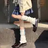 Pierneras largas de punto estilo japonés para primavera y otoño para mujer, color liso, extralargas, cálidas, calcetines lolita hasta la rodilla, pierneras JK para chica popular