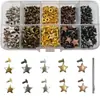 200 Conjuntos de Couro com Rebite, Rebites Decorativos Metálicos de Estrela de Cinco Pontas Planos, Acessórios para Roupas