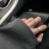 Estilo frio 925 Sterling Prata Papel Papel plissado textura Wide Thin Ring Ring Opening Couple simples