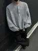 Suéter Henley de Alta Qualidade Estilo Preguiçoso para Homens Inverno 2025 Estilo Coreano Casual Preguiçoso Tendência Tricô Top
