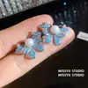 Pendientes de Botón de Mariposa de Piedra Preciosa Azul Real y Perla, Pendientes de Circonita de Lujo Ligero de Gama Alta, Nuevos Accesorios de Oreja Vintage de Estilo Chino para Mujer