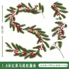Guirlanda de Natal com Agulhas de Pinheiro Artificiais e Frutas Vermelhas, Decoração de Natal, Folhagem Artificial, Decoração da Amazon, Guirlanda de Natal