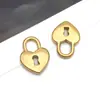 Pingente Chave Cadeado Coração Liso de Aço Inoxidável Pulseira Colar Banhado a Vácuo Acessórios de Joias DIY