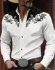 Camisa de hombre para primavera y otoño transfronteriza, impresa en 3D, estilo vaquero occidental, holgada y moderna, camisa de manga larga para hombre con elasticidad en cuatro direcciones