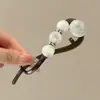 Presilha de bico de pato marrom de cachorro coreano, presilha elegante para coque torcido, presilha de cabelo volumizadora para a parte de trás da cabeça, acessório de cabelo de alta qualidade