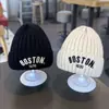 Gorro de Lana de Punto Estilo Coreano Ins con Letras para Niños y Niñas, Gorro de Invierno Cálido para Bebé