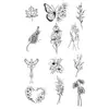 Conjunto de Adesivos de Tatuagem de Planta à Prova d'Água de Longa Duração Transfronteiriça Íris Borboleta Galhos e Folhas Padrão Fresco Fácil de Aplicar e Fácil de Remover Adesivos