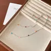 Collar de Cuentas Dulces de Frijol Arcoíris para Mujer Chica Dopamina Dulce, Exquisito, Lindo, Moderno y Versátil Cadena para el Cuello Cadena Clavicular