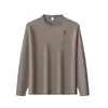 Nueva Camiseta de Hombre para Primavera y Otoño con Cuello Redondo, Ligera con Bolsillo Real, Deportes al Aire Libre Alta Elasticidad Secado Rápido Manga Larga Corte Ajustado Capa Base