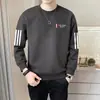 Moletom masculino, novo modelo primavera e outono 2025, gola redonda, corte solto, blusa de outono sem capuz, jaqueta de manga comprida para adolescentes