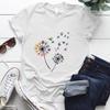 Ins lista quente feminina uso diário combinação coleção plus size feminina camiseta feminina dente-de-leão Estampa Ameixa figura menino camiseta feminina