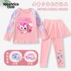 Novo Roupa de Banho Infantil Fofa Fofa Estilo Estrangeiro Manga Longa Vestido de Banho para Meninas Conjunto de Duas Peças Dividido Secagem Rápida Protetor Solar Umidade Estilo