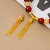 Pingente de borla com padrão Tang cravejado de diamantes, banhado a prata S925 na cor dourada, joias para pulseira e colar DIY em ouro antigo, acessórios DIY