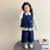 Conjunto Jeans para Meninas Roupa de Primavera 2026 Novo Estilo Moda Primavera e Outono Infantil Estilo Coreano Roupa de Bebê Estilosa Conjunto de Três Peças