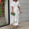 2026 Ropa de Verano Nueva para Mujer Vestido Transfronterizo Europeo y Americano Moda Elegante Estampado Cuello de Solapa Vestido Camisa de Cintura Alta