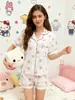 Pijama Cruzado Europeu e Americano Feminino, Cardigã Confortável, Botões com Estampa Floral, Roupa de Casa com Bolso Mais Vendida na Rússia