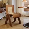 Mesa de Comedor para el Hogar de Lujo Ligero Estilo Francés Diseñador Silla Rattan Ocio Retro Creativa Silla de Maquillaje para Dormitorio