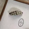 Grampo de Pressão com Botão Tecido Xadrez Retrô Linha de Prensagem Outono Inverno Versátil Franja Lateral Acessório de Cabelo