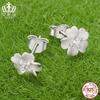 Evelle Spring - Pendientes y anillos de plata de ley 925 con textura esmerilada y flores para mujer