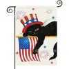 Popular Bandera de Jardín del Día de la Independencia de Amazon Perro Estrella Estampado Material de Lino Bandera Decorativa Americana para Exteriores