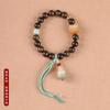 Rosario de madera de agar natural artístico elegante calabaza Fu Lu pulsera de cuerda trenzada creativa cadena corta para muñeca para teléfono móvil anti-pérdida