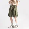 Bermuda Cargo Estilo Japonês para Homens, Estilo Verão de Hong Kong, Marca Tendência de Perna Reta Solta, Bermuda Casual Simples, Atacado
