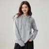 Suéter de cachemira con capucha estilo perezoso para mujer, manga larga, botones, holgado, sentido del diseño, simple, casual, versátil, adelgazante, tejido
