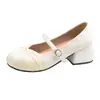 Zapatos Mary Jane Estilo Francés para Mujer Primavera y Otoño 2026 Diseño de Punta Cuadrada con Costuras, Boca Baja, Correa Única, Tacón Oculto, Planos Dulces y Elegantes
